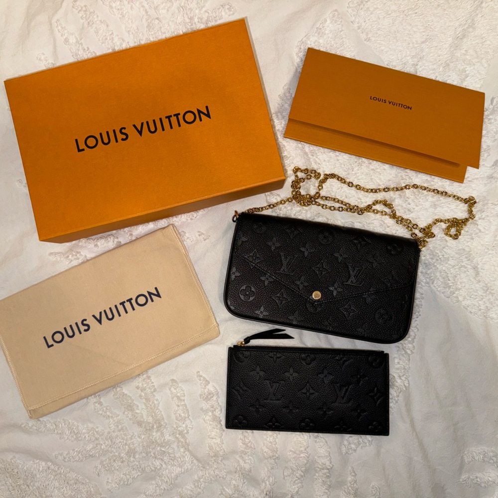 Louis Vuitton Félicie Pochette Black Monogram Empreinte Leather